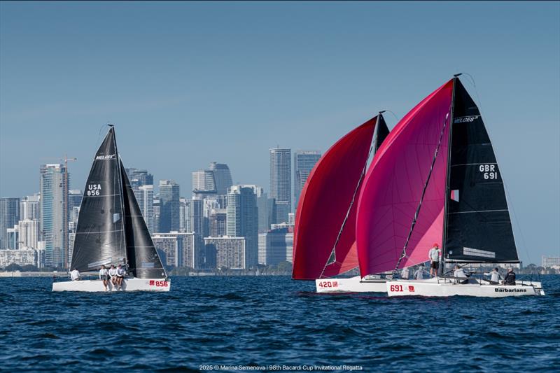 Melges 24: Geoff Fargo's ‘Sentinel' heads upwind on the way to winning race 4 - Bacardi Cup Invitational Regatta 2025 - photo © Marina Semenova