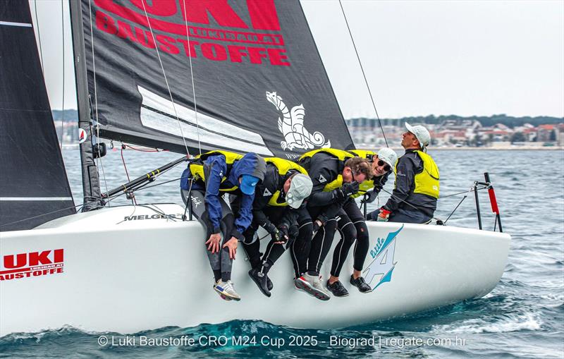 Little A CRO728 - Stjepan Cesic, Domagoj Jaklin, Pepi Jardas, Ivan Juric and Andrea Juric - Luki Baustoffe CRO Melges 24 Cup 2025 Biograd photo copyright Hrvoje Duvancic / regate.com.hr taken at  and featuring the Melges 24 class