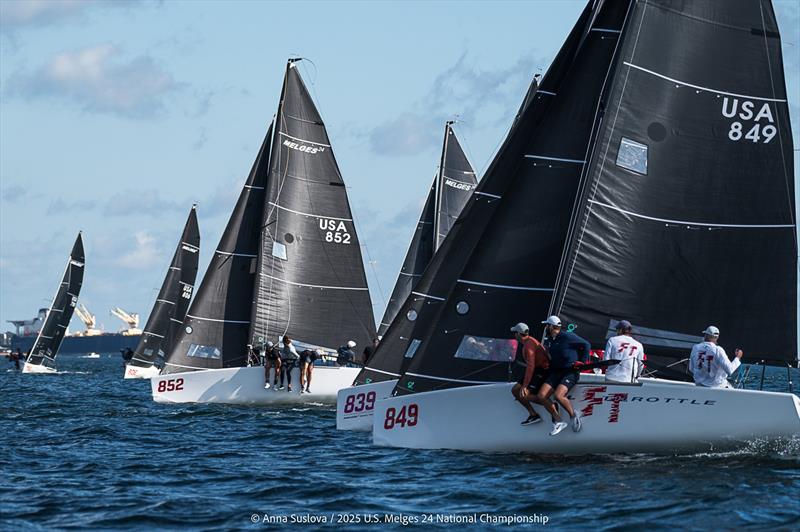 The Melges 24 fleet packs in tight upwind—setting the tone for the depth, pressure, and competition ahead in the 2026 Quantum Sails Melges 24 Great Lakes Cup - photo © Anna Suslova