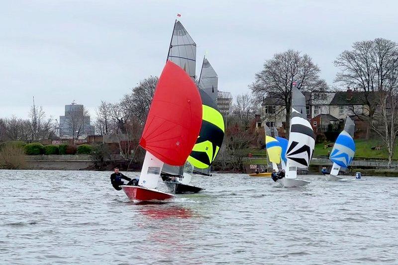 Tom Gillard and Rachael Gray lead the fleet - Merlin Rocket Midland Mug and Craftinsure Silver Tiller series at Midland SC photo copyright Douglas Bridger taken at Midland Sailing Club and featuring the Merlin Rocket class