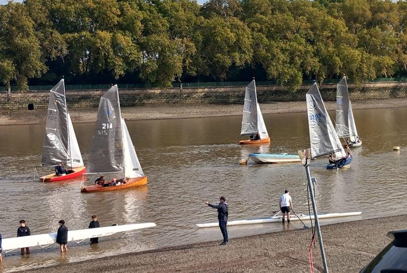 Rowers wait on the shore as the race starts - Merlin Rocket Downriver Race at Ranelagh - photo © Nicola Scaddan