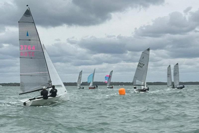 Windward mark rounding in choppy wind cross tide - Merlin Rocket Silver Tiller at Lymington Town - photo © LTSC