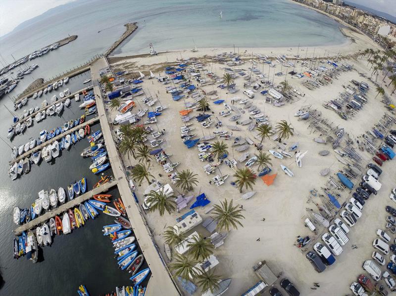 A packed dinghy park ahead of the Arenal Training Camps Trophy photo copyright Jesus Renedo taken at 