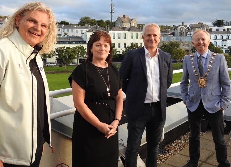 Michael Wright, Fingal CEO Ann Marie Farrelly, ICRA Commodore Richard Colwell and Fingal Mayor David Healy photo copyright Brian Turvey taken at Howth Yacht Club