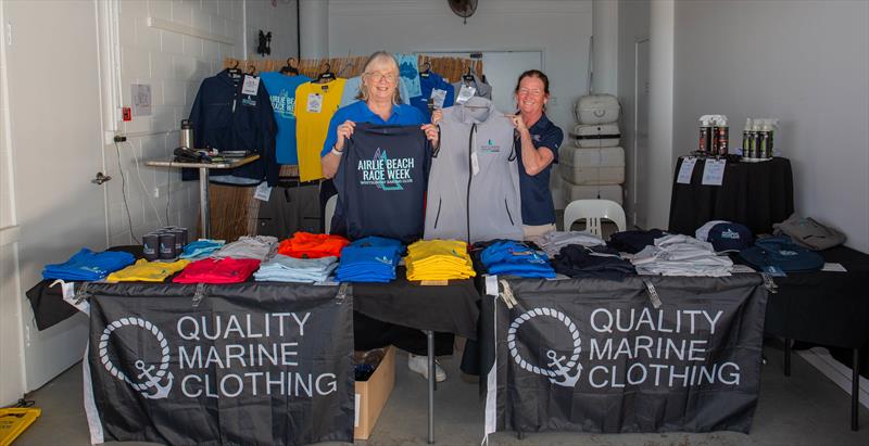 Marita Wilmot and a volunteer at the Quality Marine Clothing shop - Ocean Dynamics and Mount Gay Airlie Beach Race Week 2024 - photo © VAMPP Photography