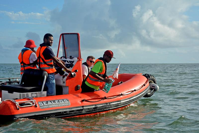 Participants on the course going through a mock exercise during the Training on Sealegs amphibious boats between Nukulau Island and Vitilevu in June 2018 photo copyright Fiji Times taken at 