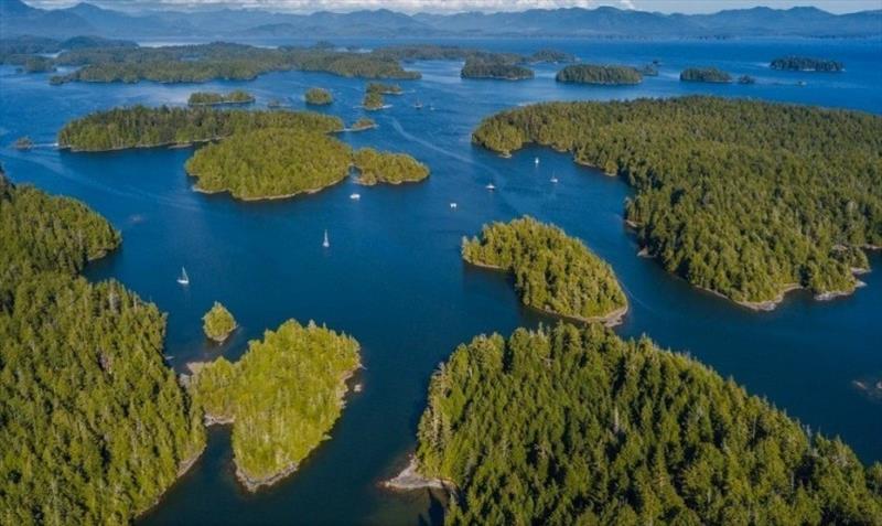 Aerial view of the Broken Group Islands off Vancouver Island - photo © Riviera Australia