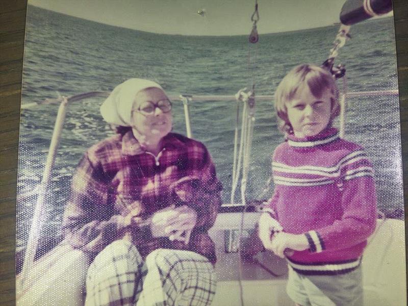 Mum and I sailing our family boat, age 6  photo copyright Adrian Finglas taken at 