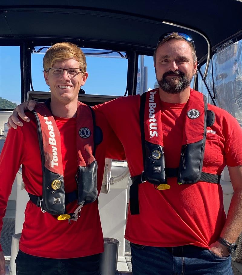 (L to R) Captains Harrison Reiter and George Bassett of TowBoatUS Fort Lauderdale received the coveted Woody Pollak Lifesaving Award for their good Samaritan rescue photo copyright Scott Croft taken at 