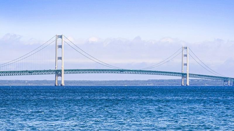The Mackinac Bridge in Michigan was a welcome sight on the last leg home for Loose Wire and the crew - photo © Riviera Australia