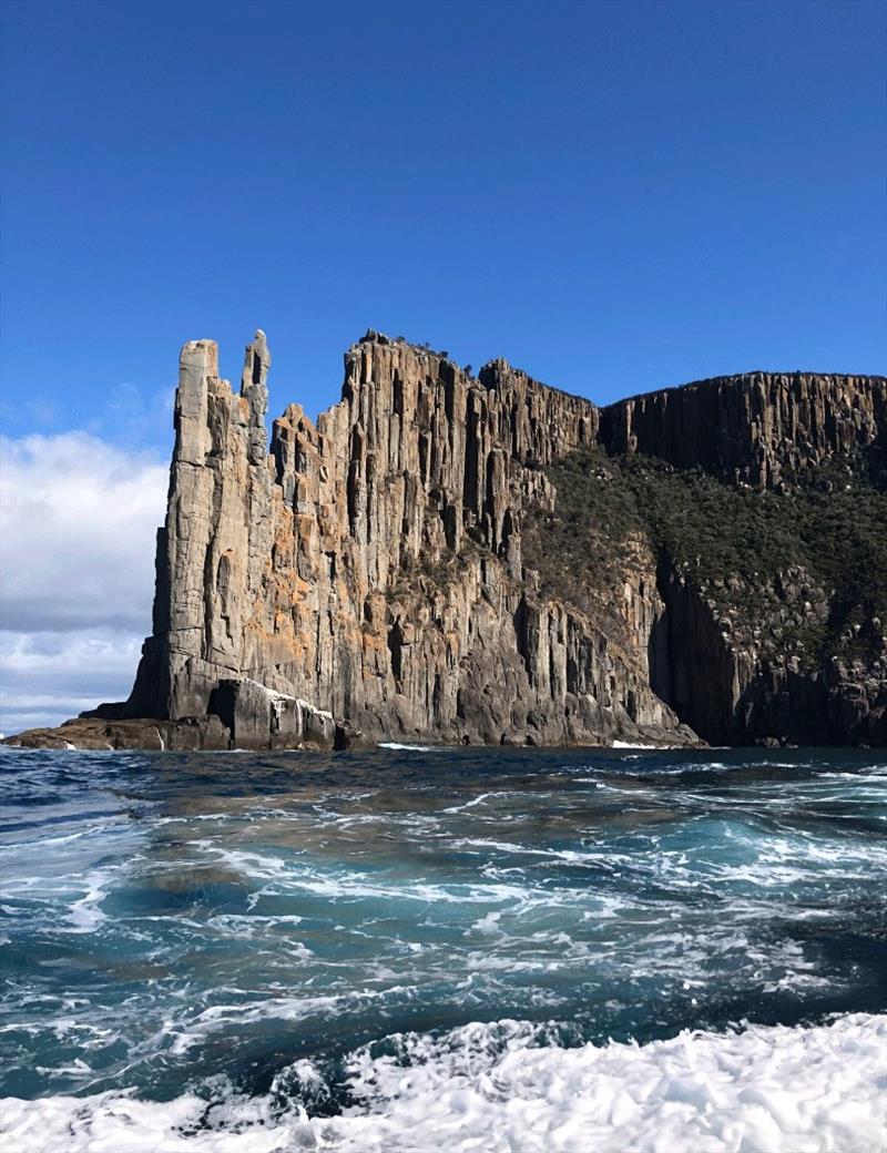 Cape Raoul provides a stunning backdrop for the Rayzaway crew on Tasmania's rugged south-east coast. - photo © Riviera Australia