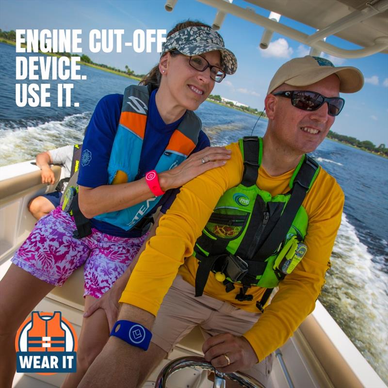 Some new engine cutoff devices are wireless and don't require the wearer to connect a lanyard to their body photo copyright National Safe Boating Council taken at 