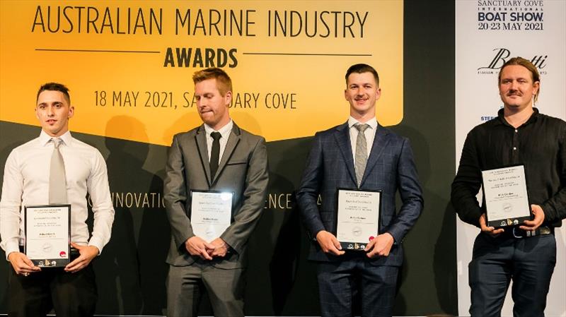 Apprentice finalists from left: Robert Smith - Superior Jetties; Robbie Beale - Aus Ships;  Aiden Barnes – Riviera; Nick Carden - Onboard Engineering photo copyright AIMEX taken at 