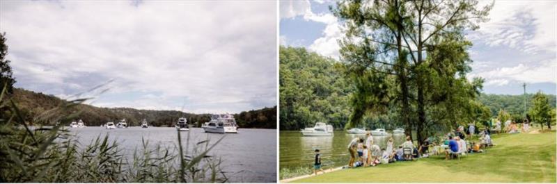 After dropping anchor on the Cumberland Reach of the Hawkesbury River, there was plenty of time for conversation, relaxation and a champagne picnic by the water for the Riviera adventurers. - photo © Riviera Australia