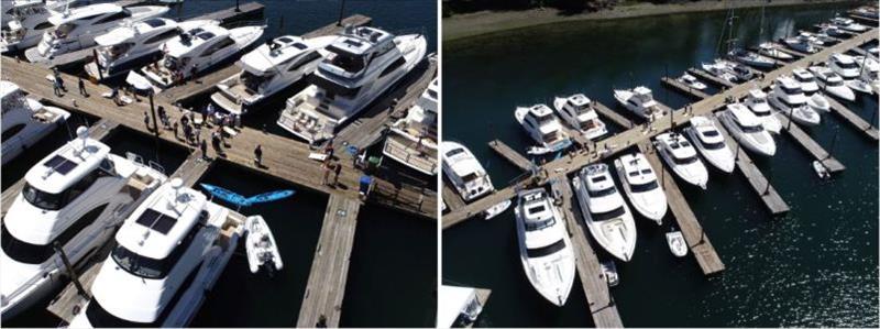 The fleet of Riviera motor yachts made an impressive site on the Roche Harbour Resort marina. - photo © Riviera Australia