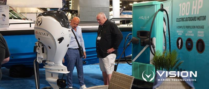 Alexandre Mongeon CEO Vision Marine Technologies, Bryan Perry from Eagle Publishing - Miami International Boat Show 2022 photo copyright Vision Marine Technologies taken at 