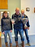 Copsey Cup for winning cruiser (l-r) Sarah Cooper, John Dyer, Joe Leary in the Blackwater Sailing Club Dyer Cup © Gay Ayton