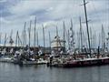 Hobart Race Village with mandatory cruise ship © Bow Caddy Media