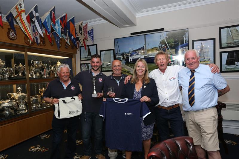 Yacht Stiletto overall winners of the Link Cup (l-r) Owner Paul Woodward, crew Jake and Mick, Commodore of RTYC Karen Cox, Christian Ratel of Yacht Club Boulonnaise, RCS of RTYC Andrew Ketteringham - photo © Chris Cox