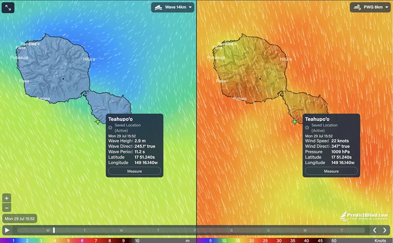 Wave and Wind Split Screen comparison photo copyright Predictwind.com taken at 