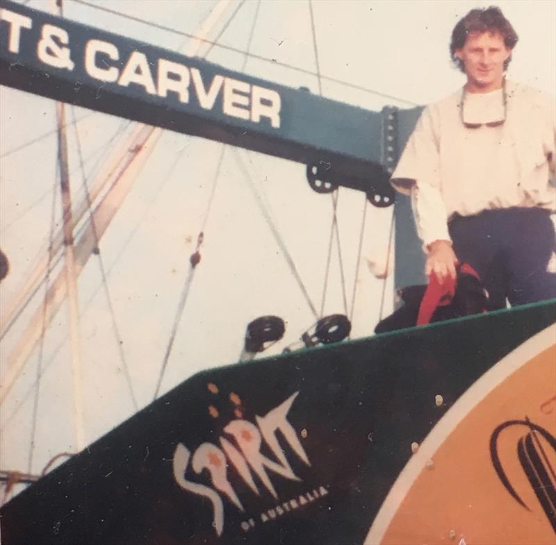 First day on the job with Spirit of Australia 1992 AC. Such a wonderful opportunity to represent our country and be involved with so many great people - my position included being the night security person, tender driver, boatbuilder.. photo copyright Mick Miller taken at 