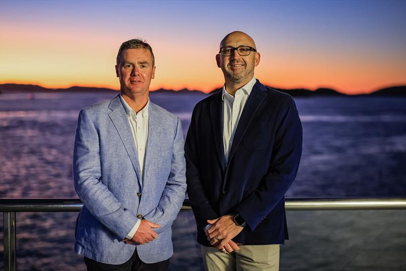 Hamilton Island Race Week C Salty Dingo - (L) Lyndon Turner CEO Nautilus Marine Insurance (R) Peter Brulisauer CEO Hamilton Island photo copyright Salty Dingo taken at Hamilton Island Yacht Club