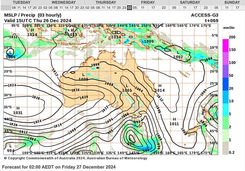 Early Friday morning, 2024 Sydney Hobart Race - photo © Bureau of Meteorology