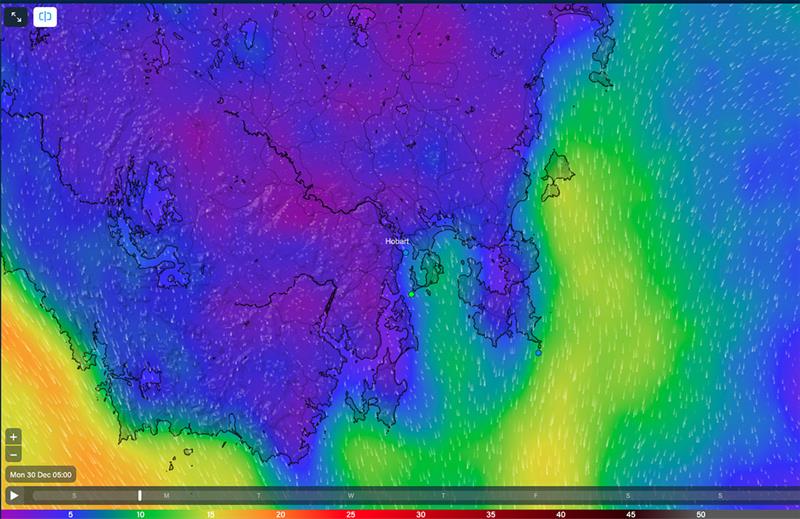 Monday 30 December 2024 0500hrs AEDT photo copyright Predictwind.com taken at Royal Yacht Club of Tasmania