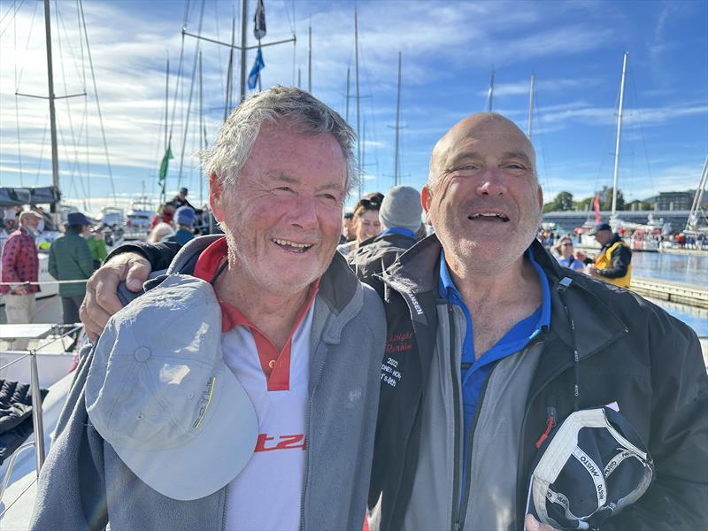 Bruce Taylor (Chutzpah) with Ed Psaltis (Midnight Rambler) photo copyright Bow Caddy Media taken at Royal Yacht Club of Tasmania