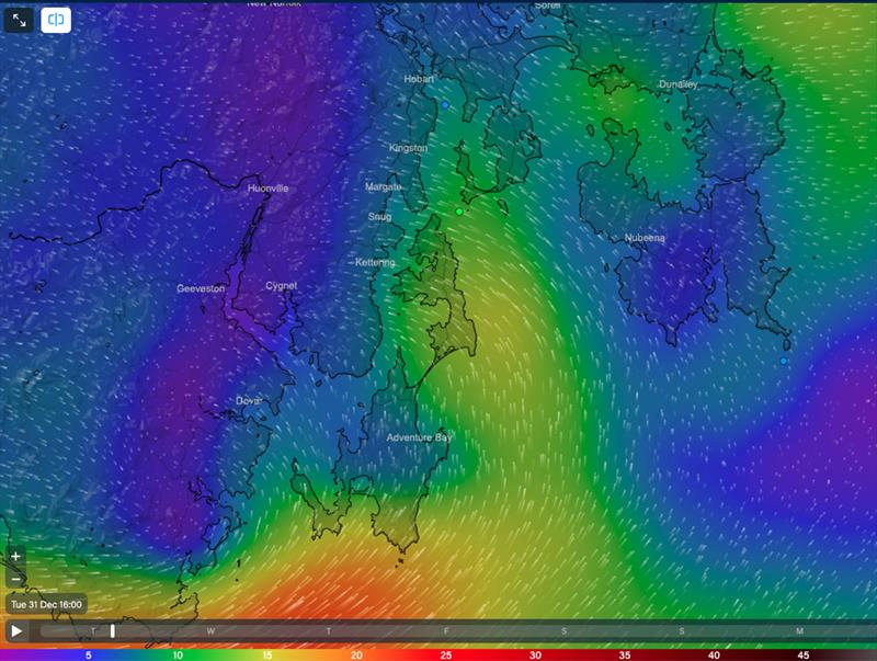 Tuesday 31 December 2024 at 1600hrs AEDT - photo © Predictwind.com