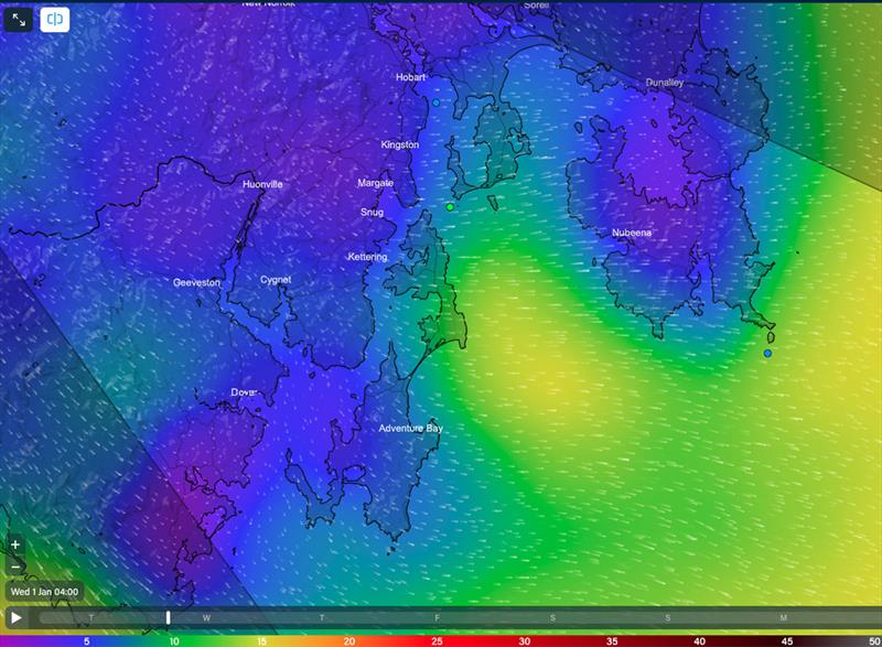 Wednesday 1 January 2025 at 0400hrs AEDT - photo © Predictwind.com