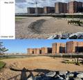Flood defences at Soldiers' Point - May 2025 compared to October 2025 &copy; Shoreham SC