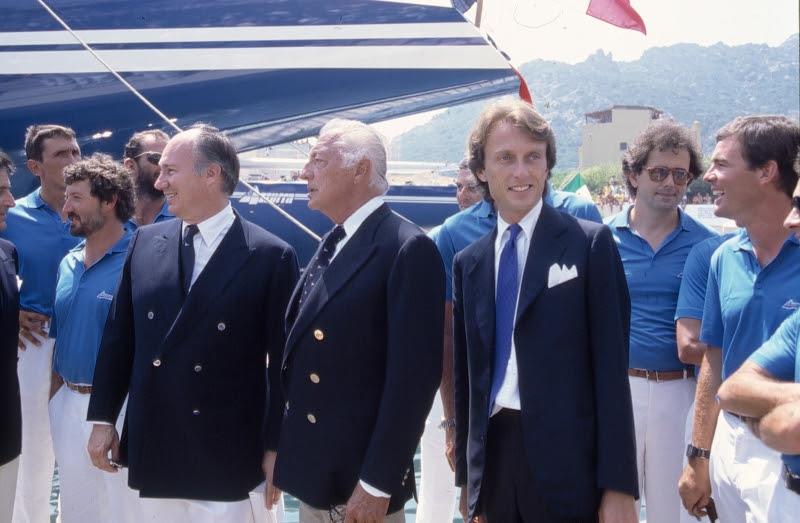 His Highness the Aga Khan with Gianni Agnelli, Luca Cordero di Montezemolo and the crew of Azzurra - photo © Yacht Club Costa Smeralda