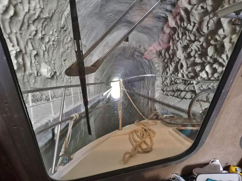 Paul Weston's, Mitch, in the Malpas Tunnel on the Canal du Midi photo copyright Paul Weston taken at 