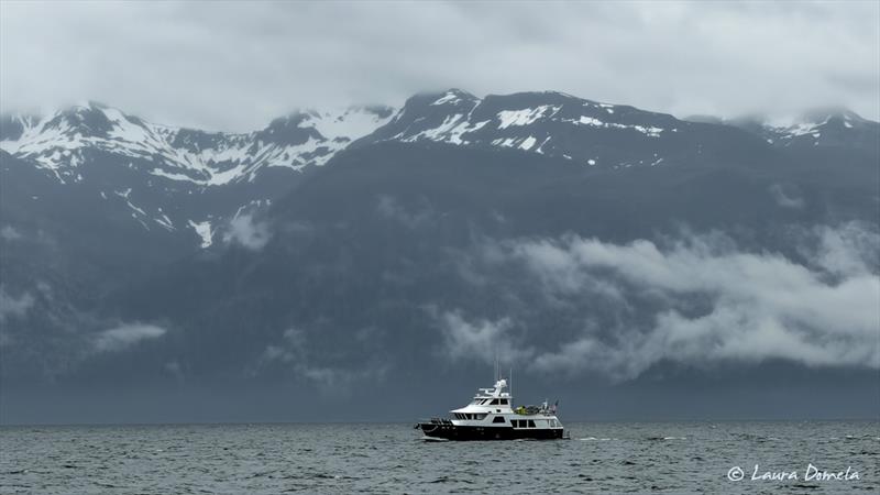 True Grit on Airship's starboard side, heading north in Chatham Strait. Admiralty Island in the background - photo © Laura Domela