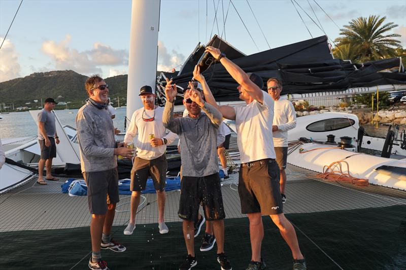 Celebrations on Argo - RORC Caribbean 600 photo copyright Arthur Daniel / RORC taken at Royal Ocean Racing Club and featuring the MOD70 class
