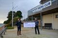 Paul Knox-Johnston presents the Commodore of Netley Sailing Club, Rob Bowen, with their prize © MS Amlin