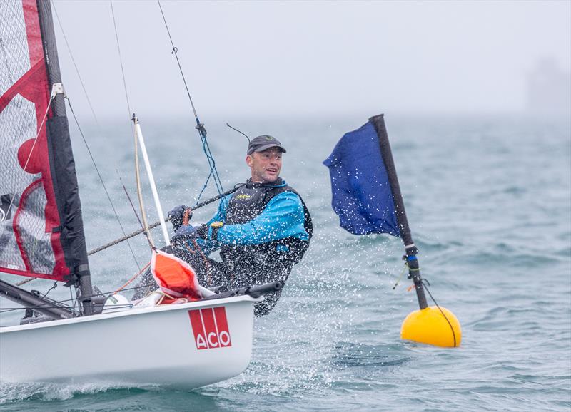 Sam Pascoe on day 1 of the ACO 13th Musto Skiff 2024 Worlds at the WPNSA photo copyright Michael Oliver taken at Weymouth & Portland Sailing Academy and featuring the Musto Skiff class