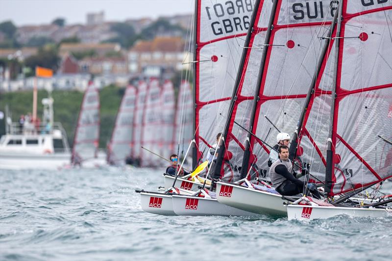 Close Starts - Day 5 of the ACO 13th Musto Skiff 2024 Worlds at the WPNSA photo copyright Michael Oliver taken at Weymouth & Portland Sailing Academy and featuring the Musto Skiff class