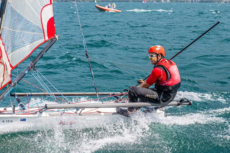 Alexander Greil at the ACO 12th MUSTO Skiff World Championship 2023 in Torbole - photo © Emilio Santinelli