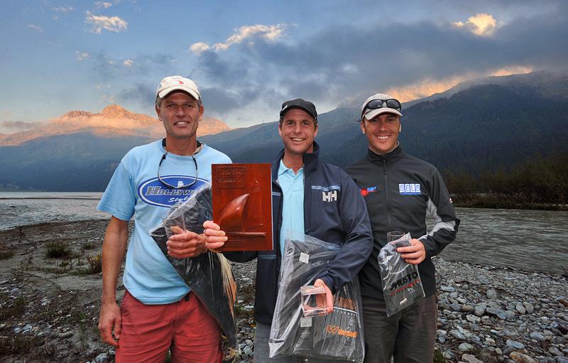 (L-R) Roger Oswald, Richard Stenhouse, and Graeme Oliver – Musto Skiff 2008 Worlds, Silvaplana - photo © Tania Samus - photoskiff.com/gallery/sailing/silvaplana