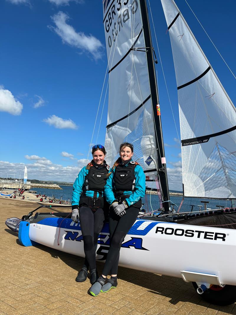 Nacra 15 Winter Training Camp 1 - report writers Charlotte and Anna photo copyright Roger Cerrato taken at Weymouth & Portland Sailing Academy and featuring the Nacra 15 class