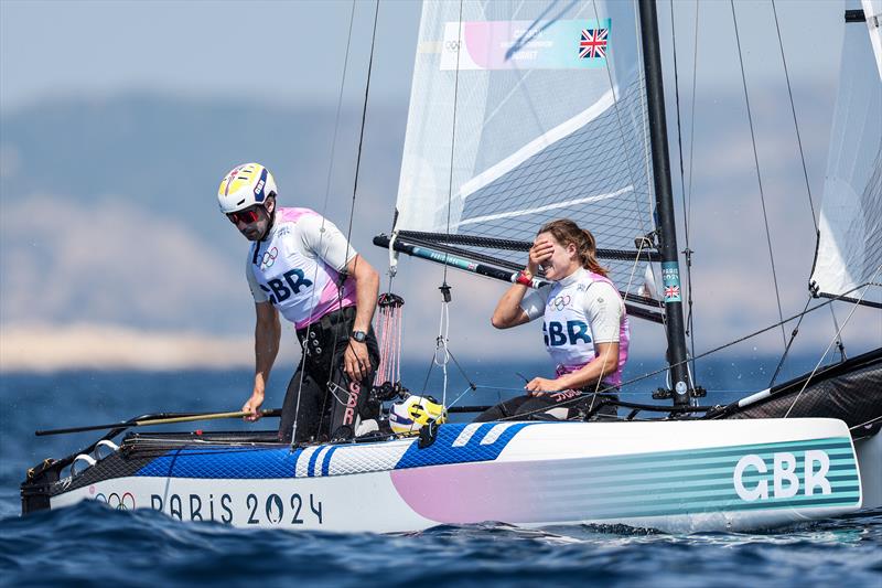 John Gimson and Anna Burnet (GBR) OCS in the Mixed Multihull Medal Race at Paris2024 on August 8, 2024 in Marseille, France - photo © World Sailing / Lloyd Images