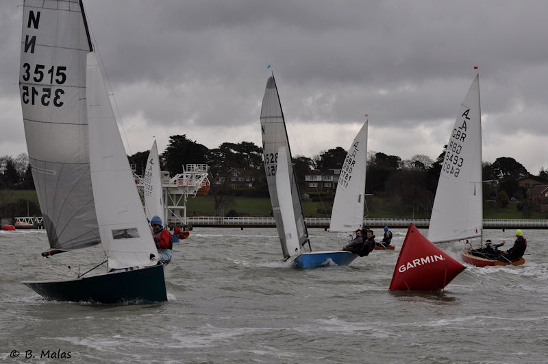 National 12s during the 2013 Hamble Warming Pan regatta photo copyright Bertrand Malas taken at Hamble River Sailing Club and featuring the National 12 class