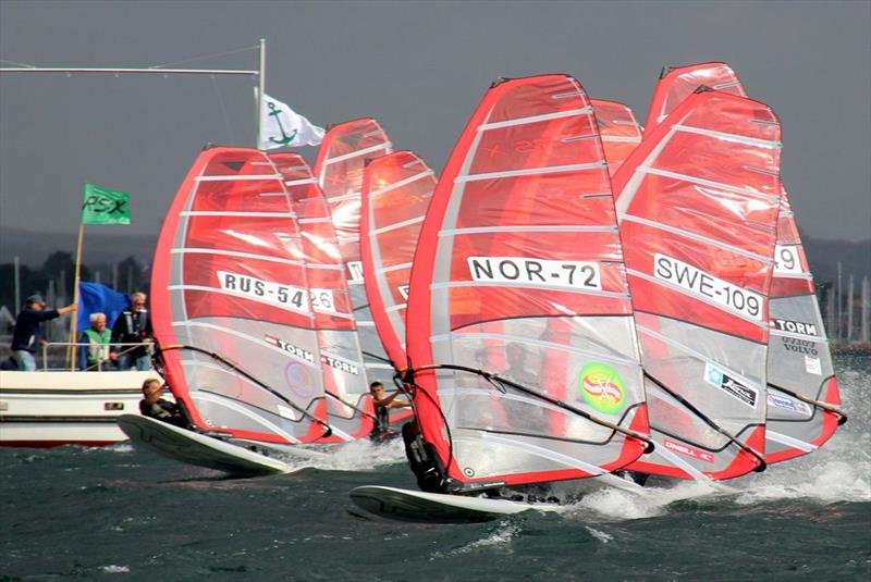 Action from the 2012 EUROSAF Youth Sailing European Championships photo copyright Christian Toft / Sailing Aarhus taken at  and featuring the RS:X class