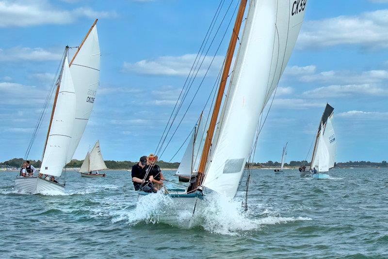 Mersea Fisherman's Open Boats enjoying the conditions - Mersea Week 2024 photo copyright Chrissie Westgate taken at West Mersea Yacht Club and featuring the Gaffers class