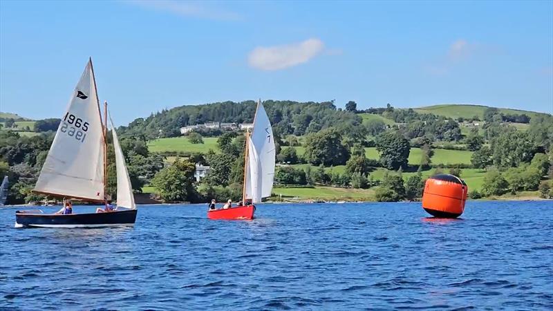 Jabberwocky (red hull) and Tunstall Tide during the Gaffling Dinghy Championship at Ullswater photo copyright Mary Gibbs taken at Ullswater Yacht Club and featuring the Gaffers class