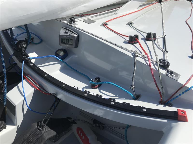 Jim Hunt's new boat with solid 'snack tray' for the traveller - photo © Karen Robertson