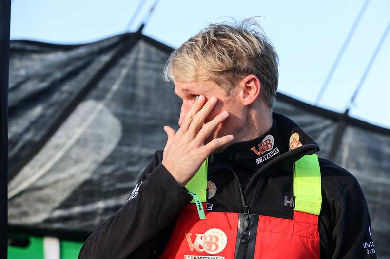 Maxime Sorel at pontoons at the start of the Vendée Globe sailing race - November 8, 2020 photo copyright Jean-Marie Liot / Alea taken at  and featuring the IMOCA class