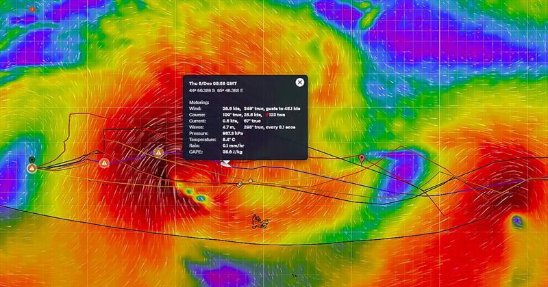 The building storm with boat data - 0600UTC December 2, 2024 - photo © Predictwind/Sail-World